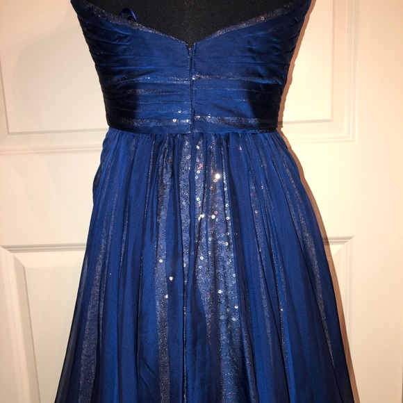 Blue Strapless Cocktail Dress - Picture 2 of 3